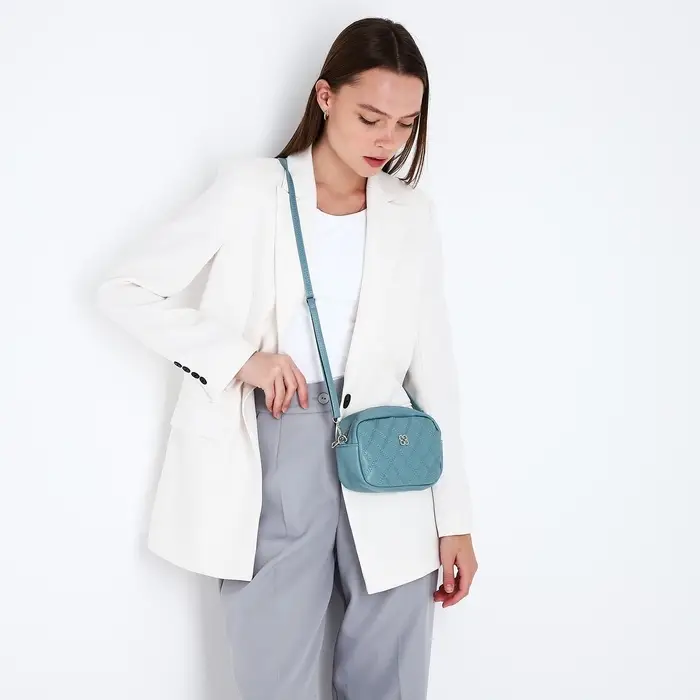 Сумка женская кросс-боди на молнии, 20&times;6.5&times;13 см, голубая