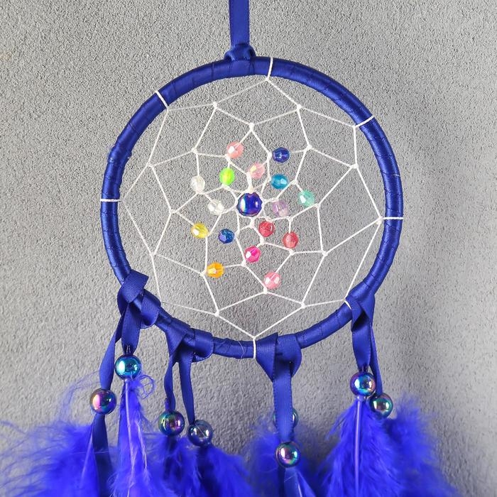 Ловец снов Ловец снов "Паутинка с жемчужинами" d=11 см ярко-синий 40 см