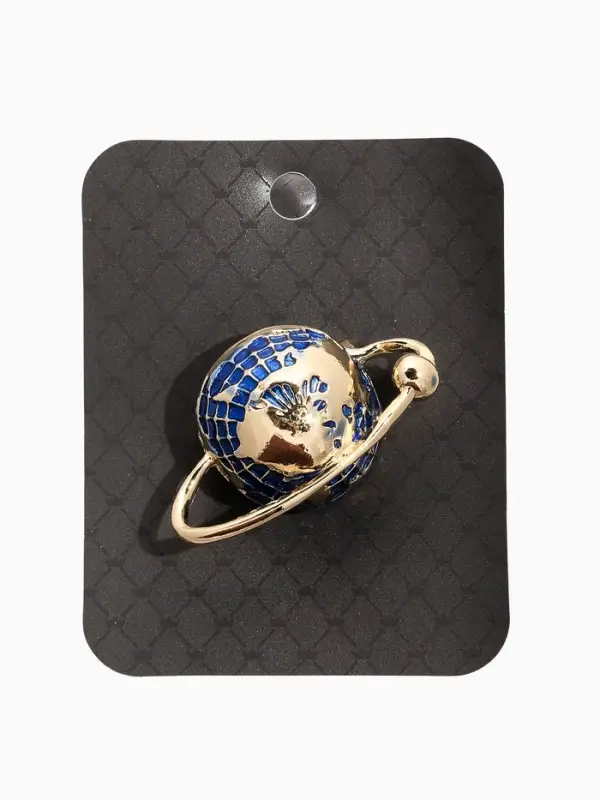 Брошь &laquo;Планета Земля&raquo;, синяя в золоте