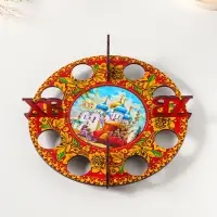 Подставка пасхальная на 8 яиц с хохломой №1. Д 20 см.