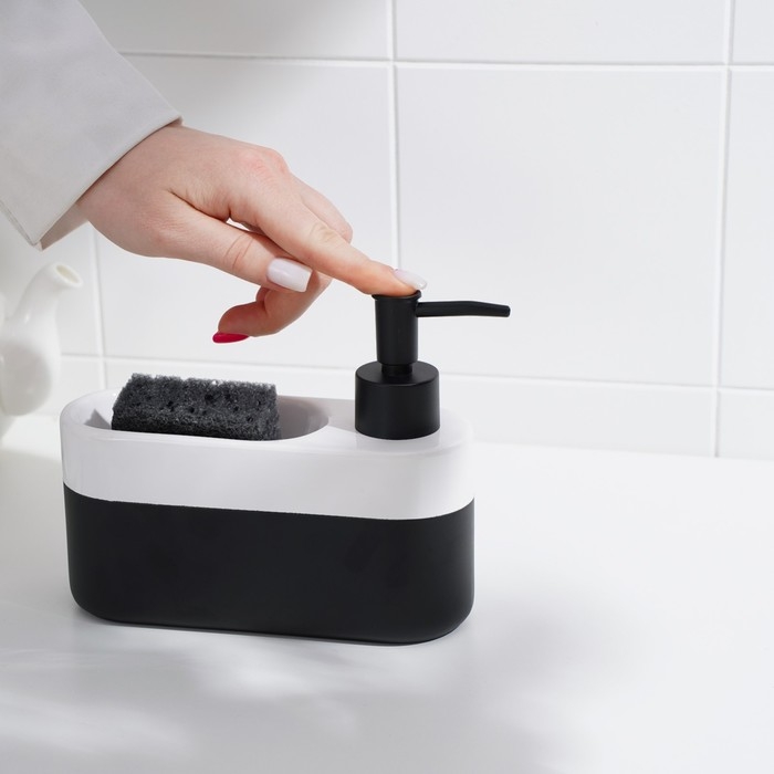 Дозатор для мыла с подставкой для губки SAVANNA Lines, 400 мл Дозатор для мыла с подставкой для губки SAVANNA Lines, 400 мл