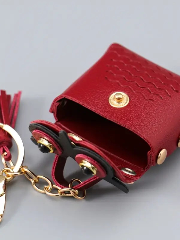 Брелок для ключей с карабином, с кистью &laquo;Сумочка. Сова&raquo;, на сумку, рюкзак, бордо, 5.2&times;2.5&times;6 см