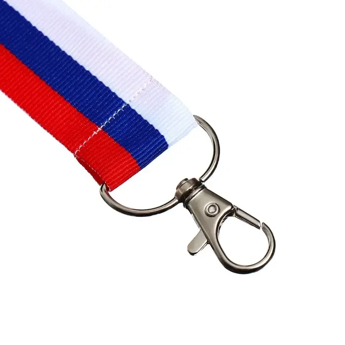 Лента для бейджа ширина -24 мм, длина-80 см с карабином, ТРИКОЛОР, Calligrata