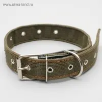 Ошейник брезентовый двухслойный, безразмерный, 72&times;3.5 см, ОШ 45-60 см, хаки
