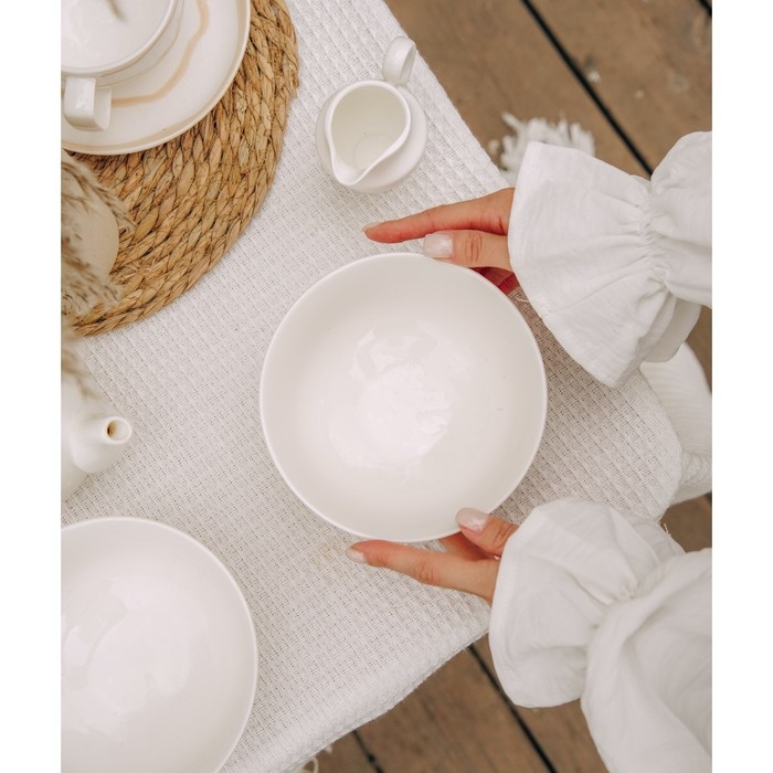 Набор салатников фарфоровых SL Home «Гатто», 700 мл, d=15 см, цвет белый