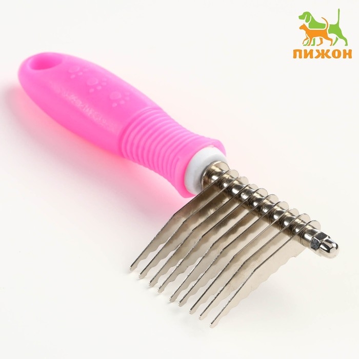 Колтунорез боковой  Колтунорез боковой "Комфорт" 9 лезвий, нескользящая резиновая ручка, розовый