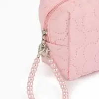 Косметичка женская &laquo;Цветочек&raquo;, ручка из бусин, розовая