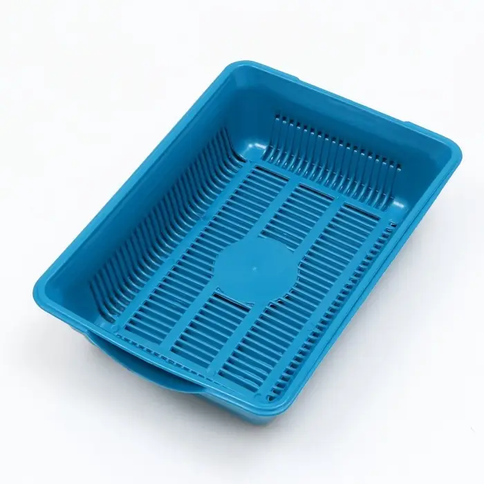 Туалет для кошек, 36&times;25&times;9 см, глубокий, с сеткой, пластик, синий