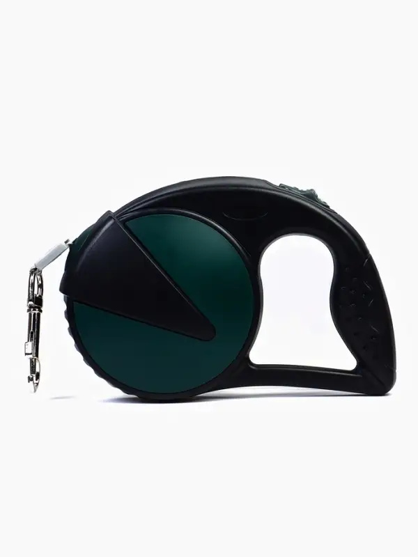 Рулетка - поводок для собак, лента 6 м, чёрная.зелёная