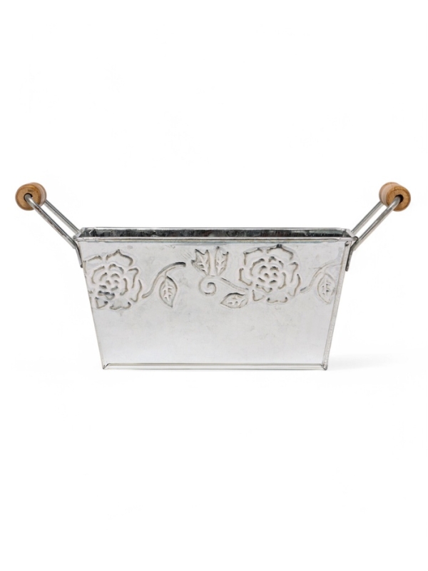 Кашпо с деревянными ручками "Бонсай Альва" 16х8х8см