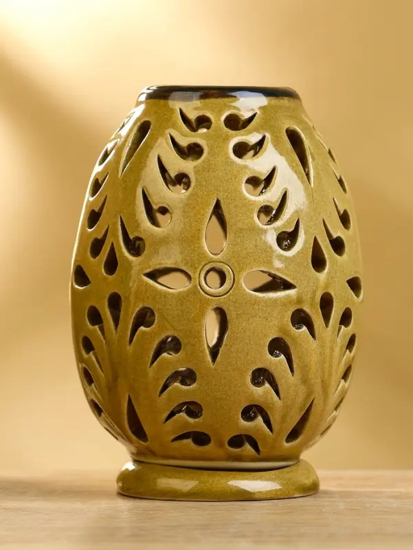 Аромалампа с крышкой «Вазочка», 9×9×12 см, керамика, чёрно-коричневая