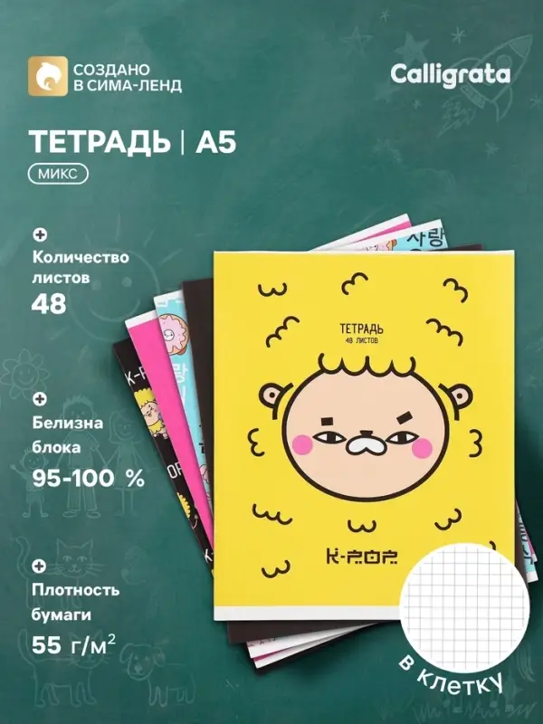 Тетрадь 48 листов в клетку, Calligrata, K-POP, МИКС