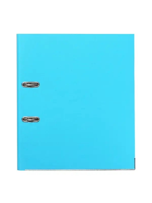 Папка-регистратор А4, 75 мм, ПВХ, тиснение &laquo;лен&raquo;, металлическая окантовка, карман на корешок, собранная, голубая, в оттенке МИКС