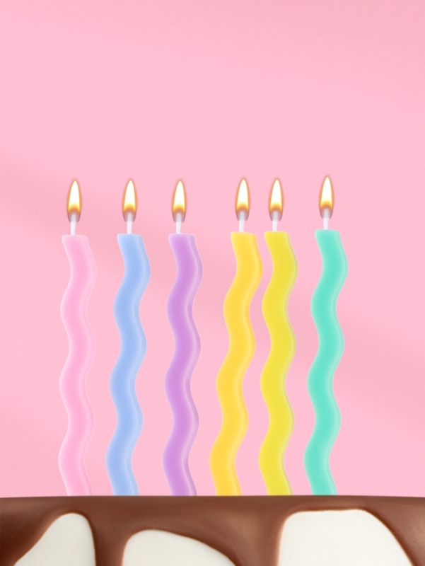 Свечи для торта «Волна», 6 шт., разноцветные Свечи для торта «Волна», 6 шт., разноцветные