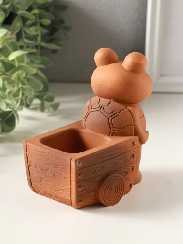 Подставка для мелочей &laquo;Черепаха с тележкой&raquo;, 12&times;10&times;8 см, гипс, охра