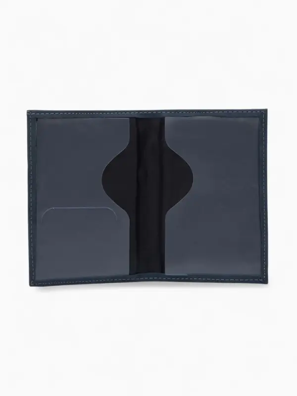 Обложка для паспорта, искусственная кожа, герб 3D, тёмно-синяя