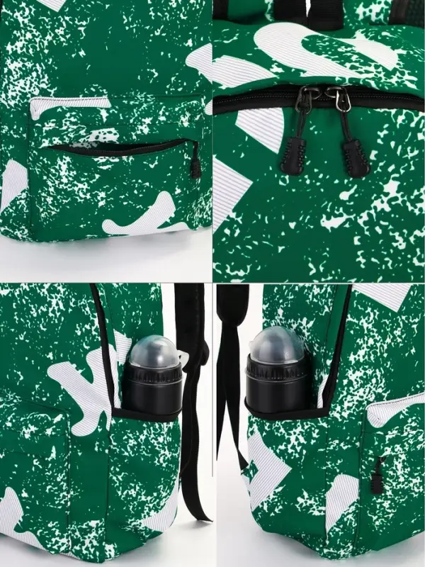 Рюкзак молодёжный на молнии, с карманами, размер 30&times;13&times;42 см, зелёный