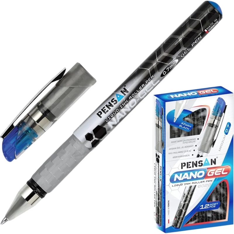 Ручка гелевая неавтомат. PENSAN NANO GEL синяя 0,7мм