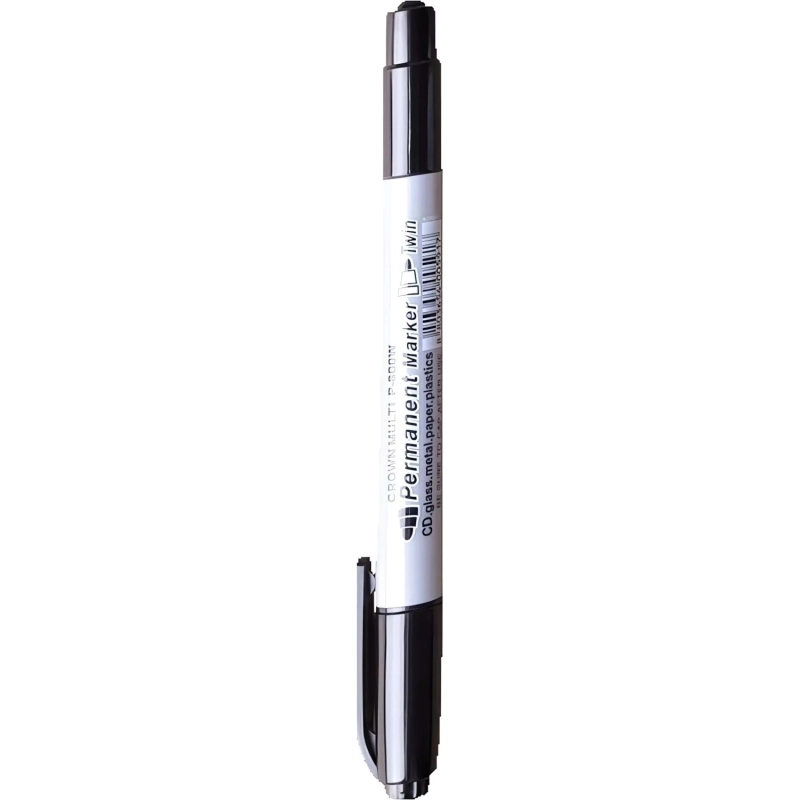 Маркер перманентный двухсторонний Crown Multi Marker Twin черный, 2мм/1мм