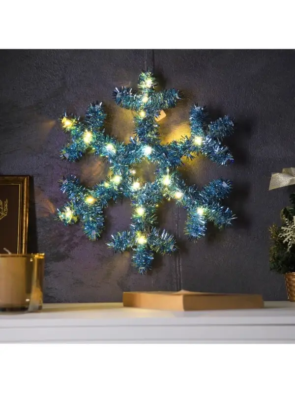 Светодиодная фигура из мишуры &laquo;Снежинка голубая&raquo; 32&times;2 см, 20 LED, батарейки AG10&times;3 (в комплекте), свечение тёплое белое