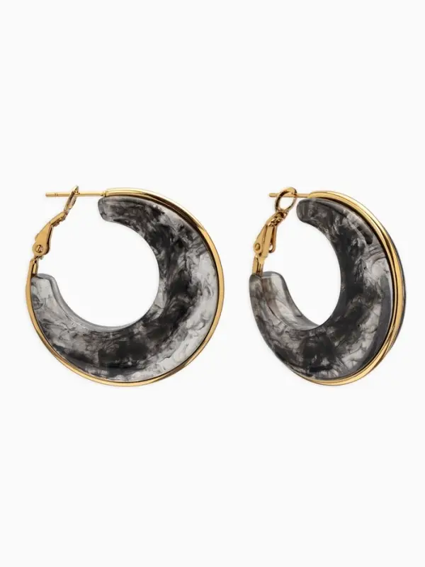 Серьги-кольца акрил Серьги-кольца акрил "Тренд", цвет чёрный в золоте