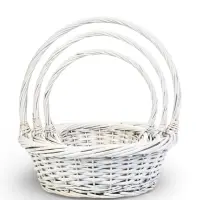 Набор корзин 3 шт ИВА 40x40x14 32х32x12 27х27x10 см ПЛЕТ ручка h=20/18/16 см