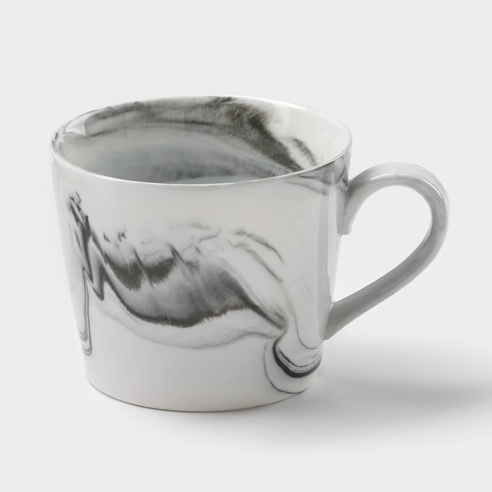 Набор кружек керамических на металлической подставке &laquo;Мрамор&raquo;, 6 предметов: 390 мл, цвет серый