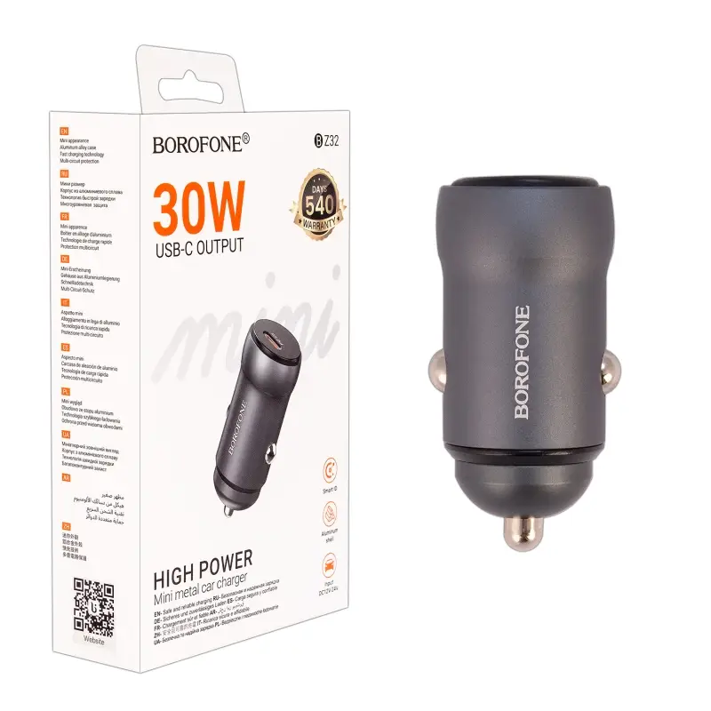 Переходник BZ32 АЗУ на Type-C 30W Borofone черный