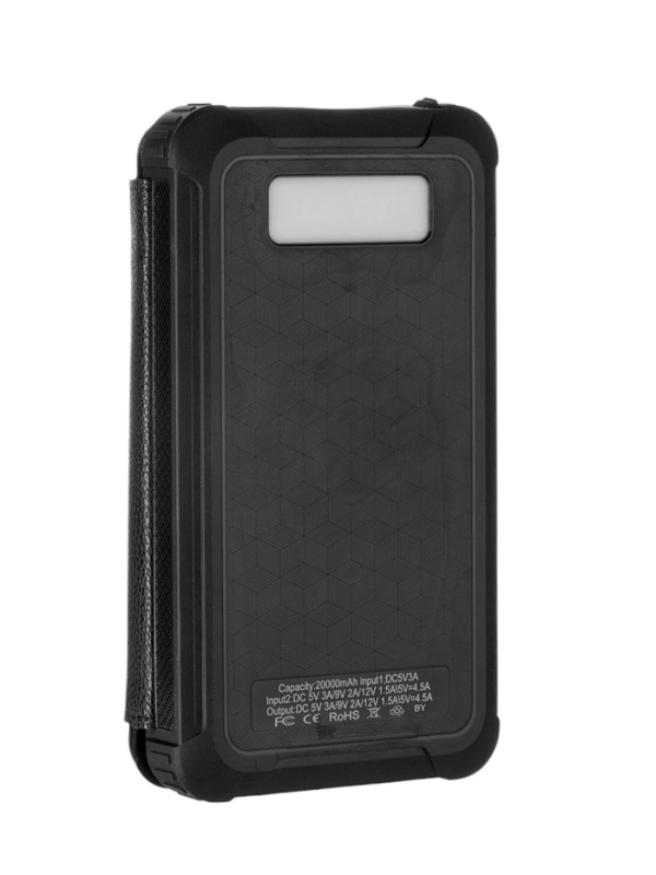 Внешний аккумулятор 20000 мАч, 10 W, со складной солнечной панелью, чёрный