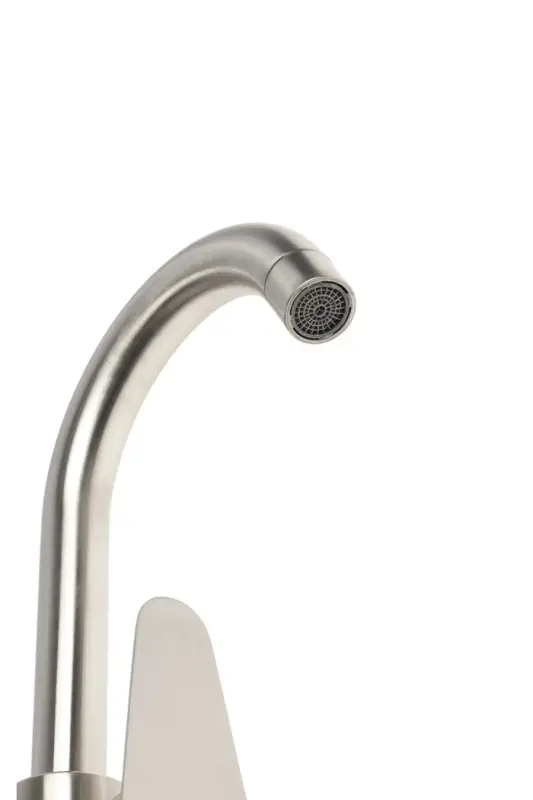 Смеситель для раковины ZEIN Z2392, картридж 40 мм, короткий излив, нержавеющая сталь, сатин