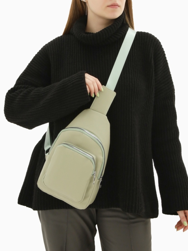 Рюкзак-слинг, 18*5,5*29 см, отд на молнии, 1 н/карман, зеленый