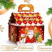 Подарочная новогодняя коробка &laquo;Пряничный&raquo;, упаковка, 16&times;16&times;22 см