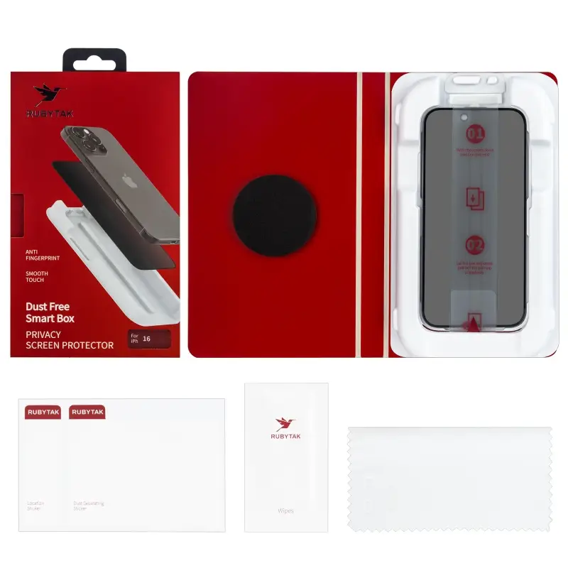 Защитное стекло для iPhone 16 RUBYTAK Privacy с аппликатором