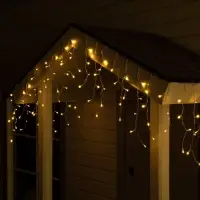 Гирлянда &laquo;Бахрома&raquo;, 3&times;0.6 м, уличная, IP44, 114 LED, 8 режимов, солнечная батарея, прозрачная нить, свечение тёплое белое