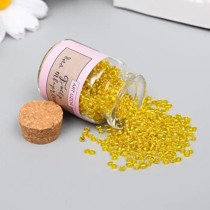 Бисер круглый 12/0 в бутылочке  Бисер круглый 12/0 в бутылочке "Мёд" прозрачно-цветной 20 гр