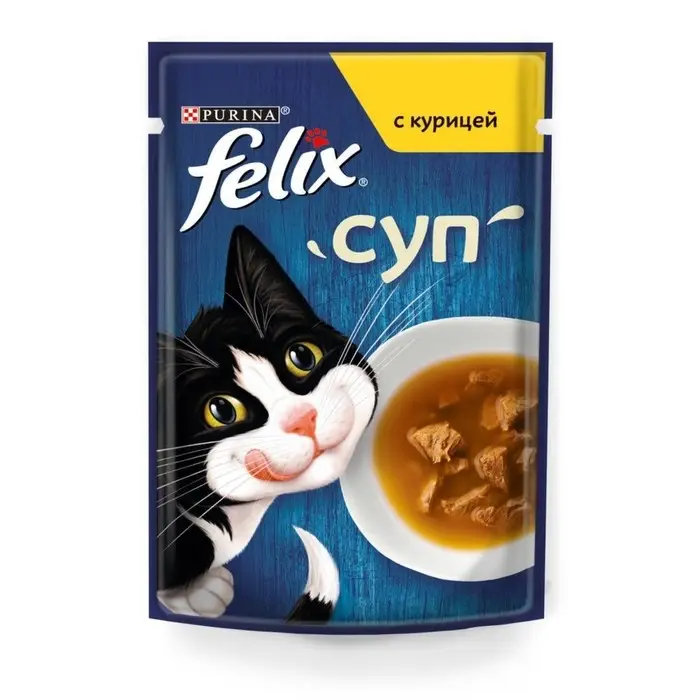 Влажный корм Felix Суп с курицей, для кошек, 48 г Влажный корм Felix Суп с курицей, для кошек, 48 г