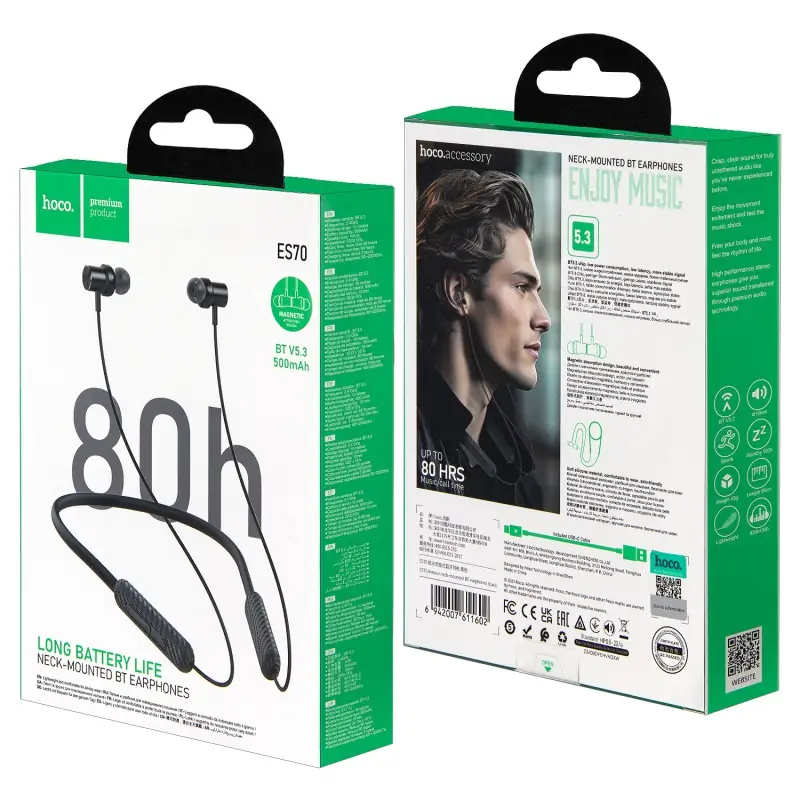 Гарнитура Bluetooth Sport Earphone Long Battery Life ES70 HOCO черная