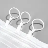 Кольцо для карниза, с зажимом, d=33/38 мм, 12 шт., белое