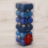 Ёлочные игрушки &laquo;Наоми&raquo;, шары новогодние, d=3 см, набор 24 шт., синий