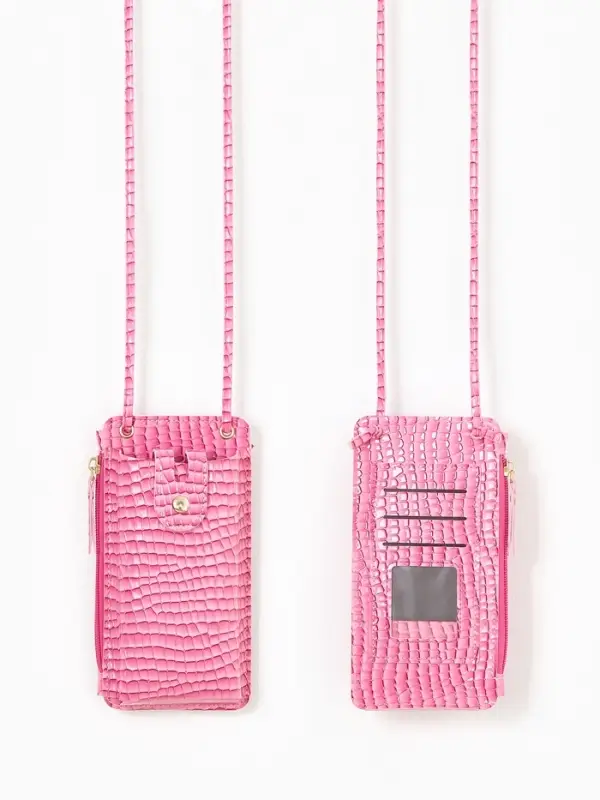 Сумка на магните, с длинным ремнём, 10&times;2.5&times;20 см, розовая