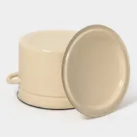 Кастрюля эмалированная, 9 л, d=26.5 см, с крышкой, без декора, цвет слоновой кости