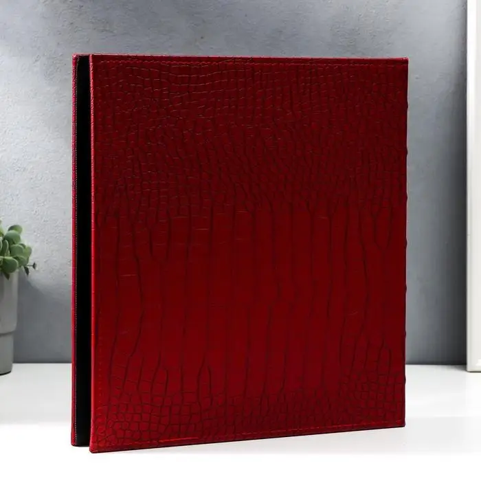 Фотоальбом на 600 фото 10х15 "Кожа питона" кожзам, пыльно-красный
