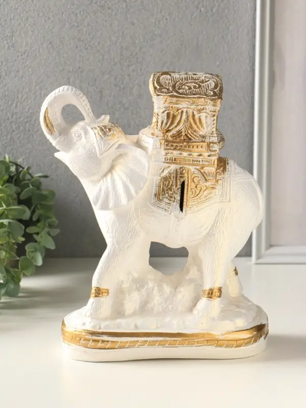 Копилка для денег &laquo;Слон Богатство&raquo;, гипс, белый, 29&times;21&times;9 см