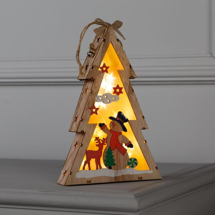 Светодиодная фигура «Ёлка со снеговиком» 14 × 22.5 × 4 см, дерево, батарейки АААх2 (не в комплекте), свечение тёплое белое Светодиодная фигура «Ёлка со снеговиком» 14 × 22.5 × 4 см, дерево, батарейки АААх2 (не в комплекте), свечение тёплое белое