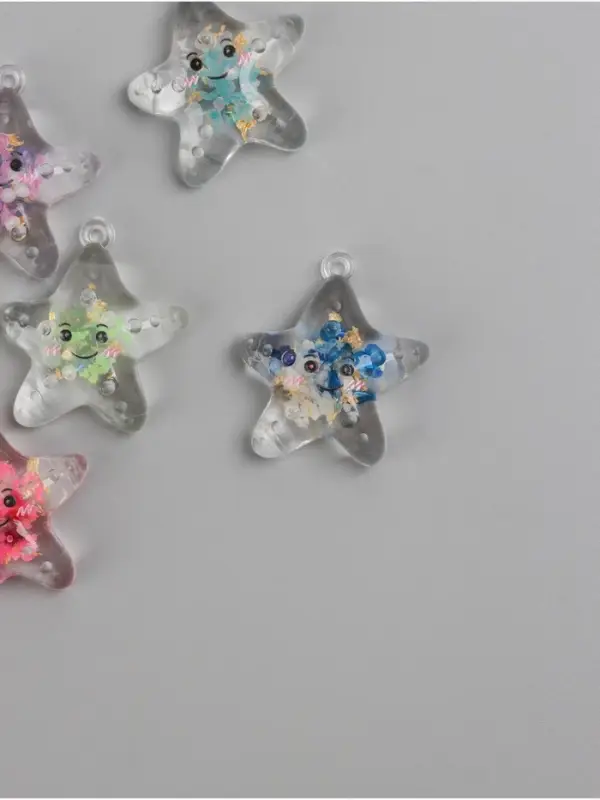 Подвеска для творчества акрил Подвеска для творчества акрил "Улыбчивая звёздочка" светится в темноте МИКС 3х2,7х1 см