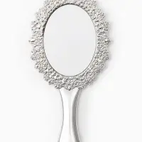 Зеркало с ручкой, 20.5&times;10 см, серебристое