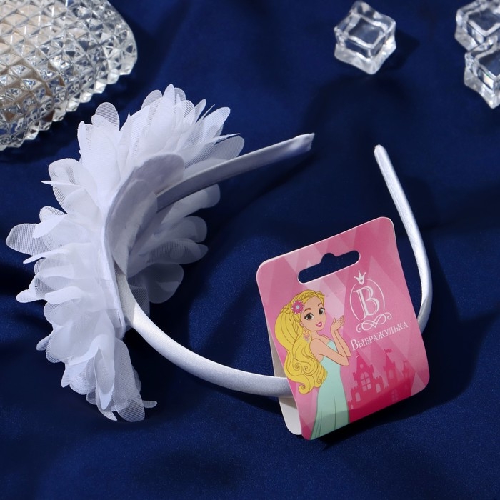 Ободок для волос  Ободок для волос "Рози" три цветочка, 0,5 см, белый