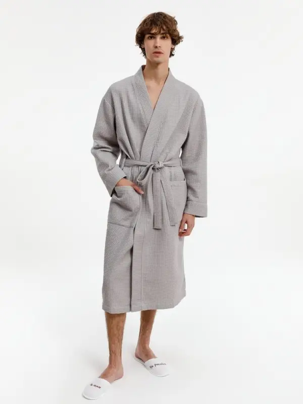 Халат вафельный Kimono, светло-серый, размер M/L