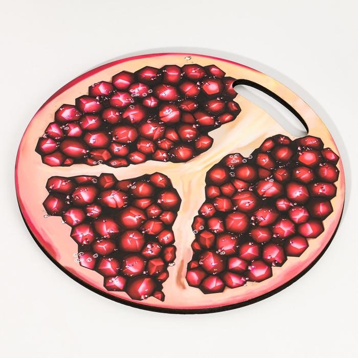 Доска разделочная круглая кухонная  Доска разделочная круглая кухонная "Гранат в разрезе", 25,5 см
