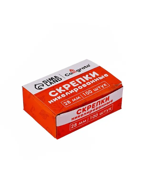 Скрепки 28мм никелированные в картонной коробке 100 штук Скрепки 28мм никелированные в картонной коробке 100 штук